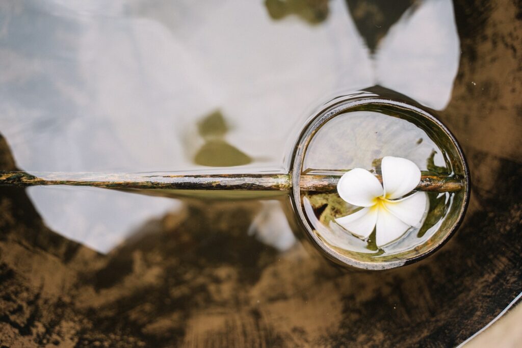 White Flower on Silver Ring